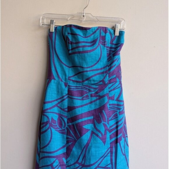 Zara strapless purple & blue neon tube strapless mini dress - Picture 3 of 7
